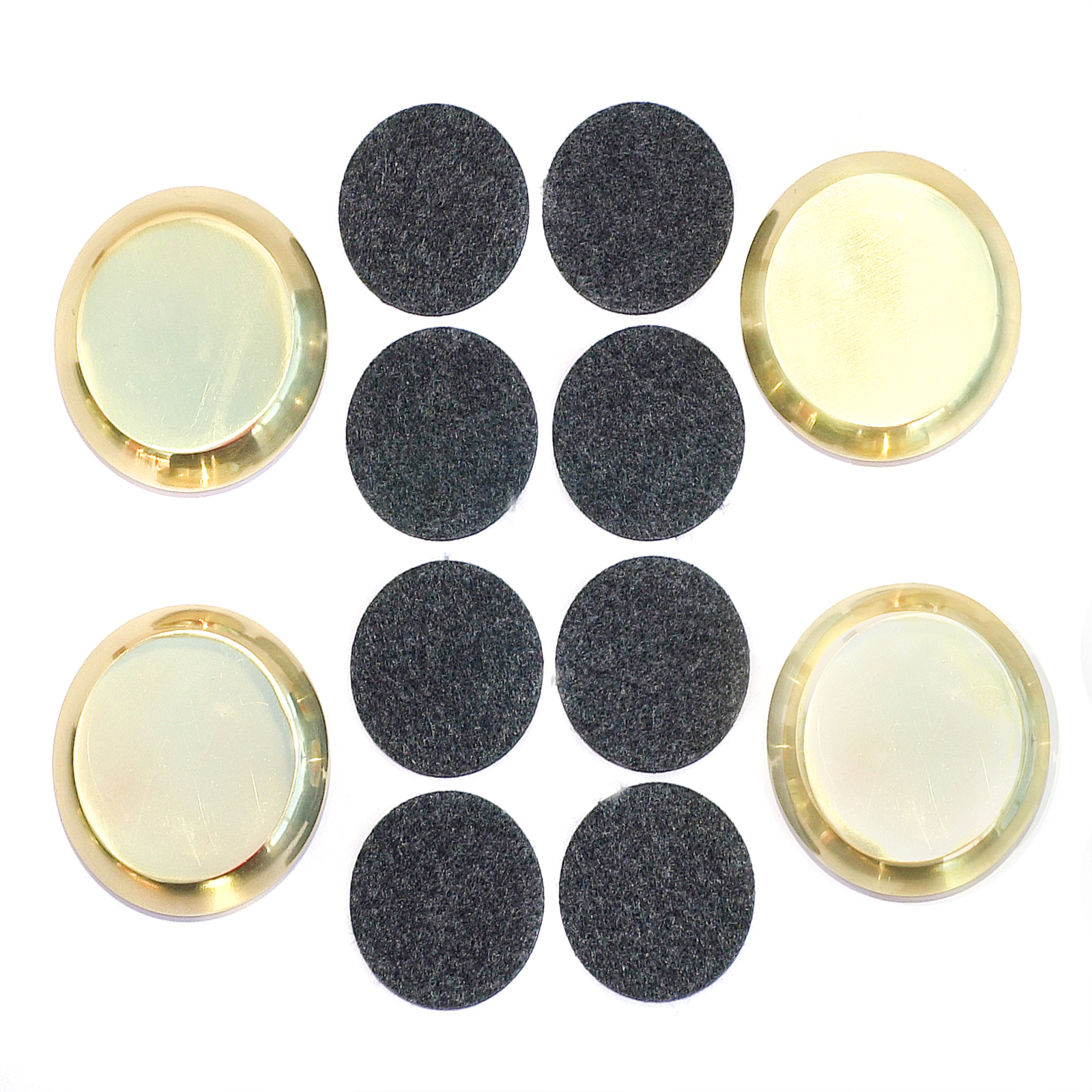 4 Brass Castor Cups and 8 Felt Pads - Image 2