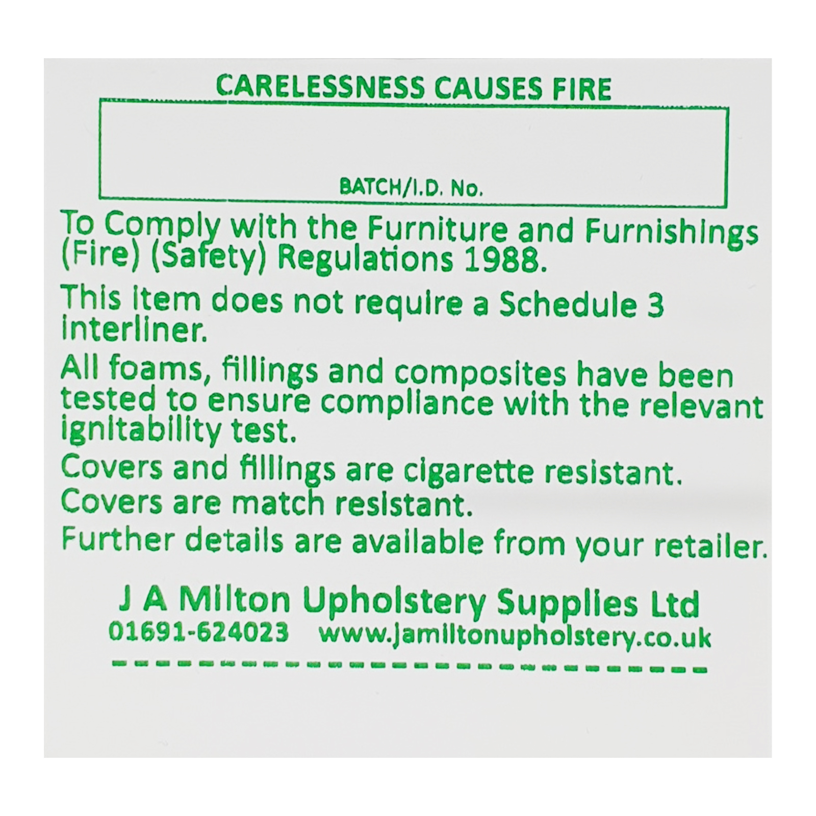 Carelessness Causes Fire - Sew In label.