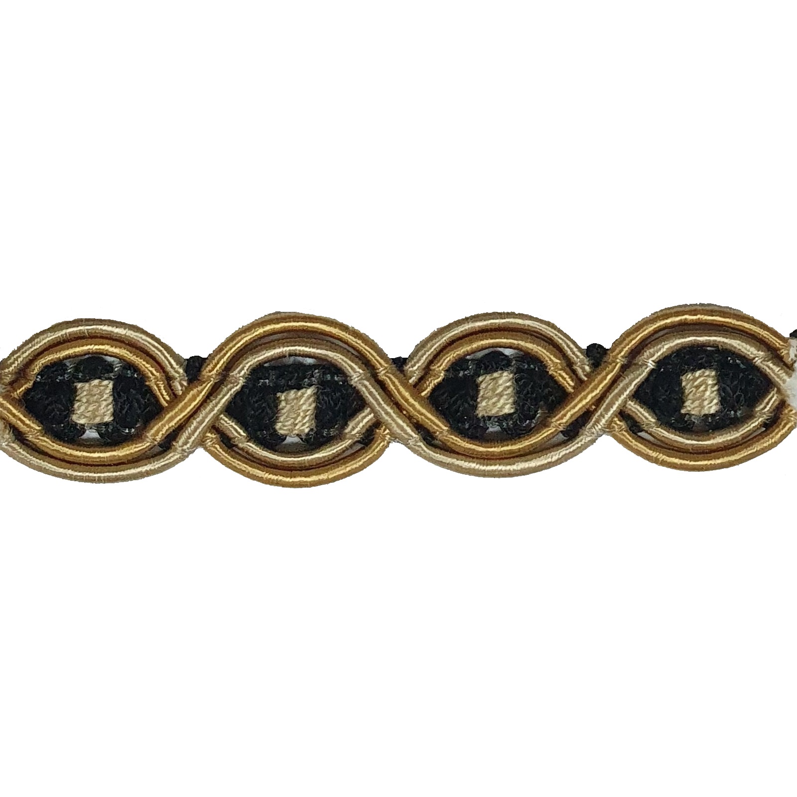 London Eye Braid - Colour. 7083 Black/Gold/Cream
