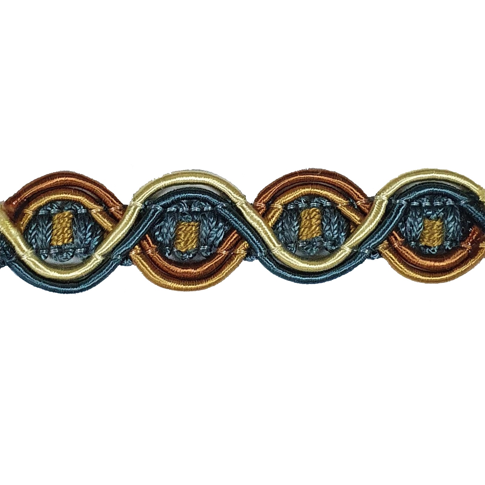 London Eye Braid - Colour. 7085 Cream/Rust/Blue